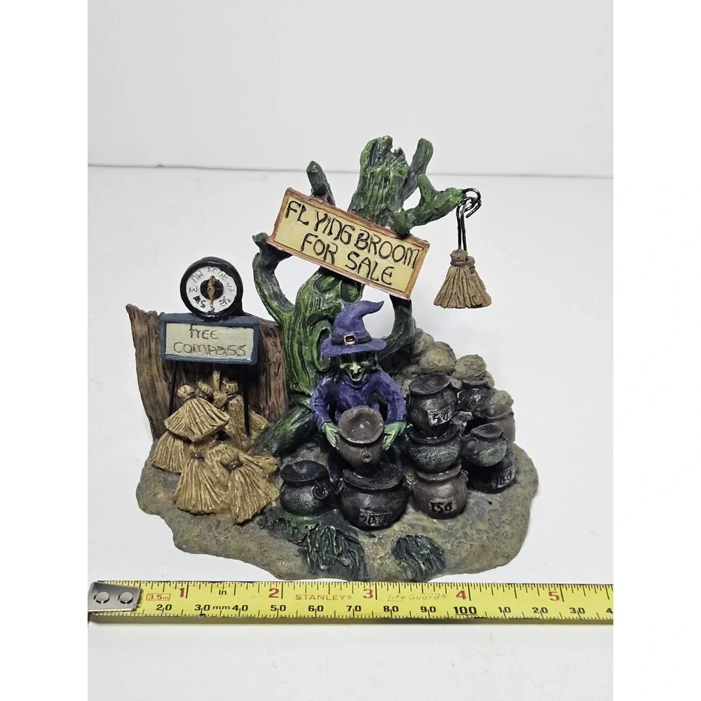 Spooky Hollow Flying Broom For Sale Witch Cauldron Halloween Village 2001